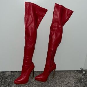 WOMENS NEW RED THIGH HIGH BOOTS